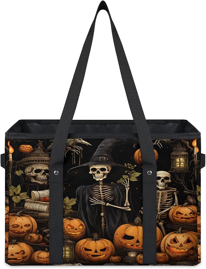 Reusable Grocery Bags Heavy Duty Shopping Bags Foldable Large Tote Bags with Long Handles & Hard Bottom