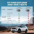 LASFIT Floor Mats & Cargo with Backrest Mat for Ford Explorer 7 Seats 2020-2025 2026 7 Passenger(Not Fit 6 Seats), Custom Fit All Weather Protector TPE Easy Clean Floor Liners, 5pcs Full Set Black