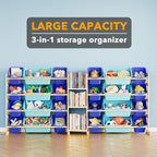 SpaceAid Large Toy Storage Organizer with 24 Bins and 3 Shelves, Toy Organizers Storage Bookshelf, Kids Bin Shelf Box Bookcas