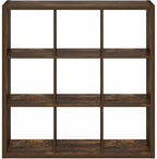 Furinno Cubicle Book Shelf, 9-Cube Bookshelf, Extra Thick Frame Reversible Bookcase with Open Back, 14.6" x 44" x 44", for Li