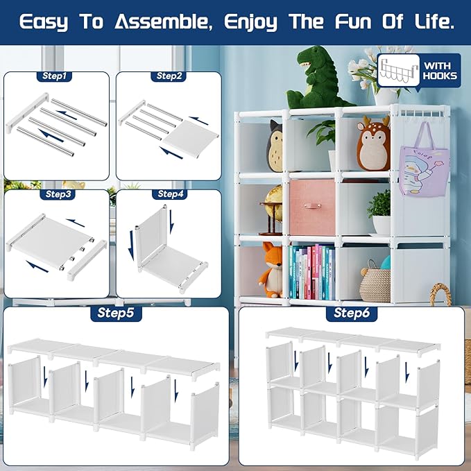 Mavivegue 20 Cube Book Shelf, Storage Organizer, Large DIY Bookcase, Metal Cube Bookshelf, Cubbies Closet Storage Organizer S