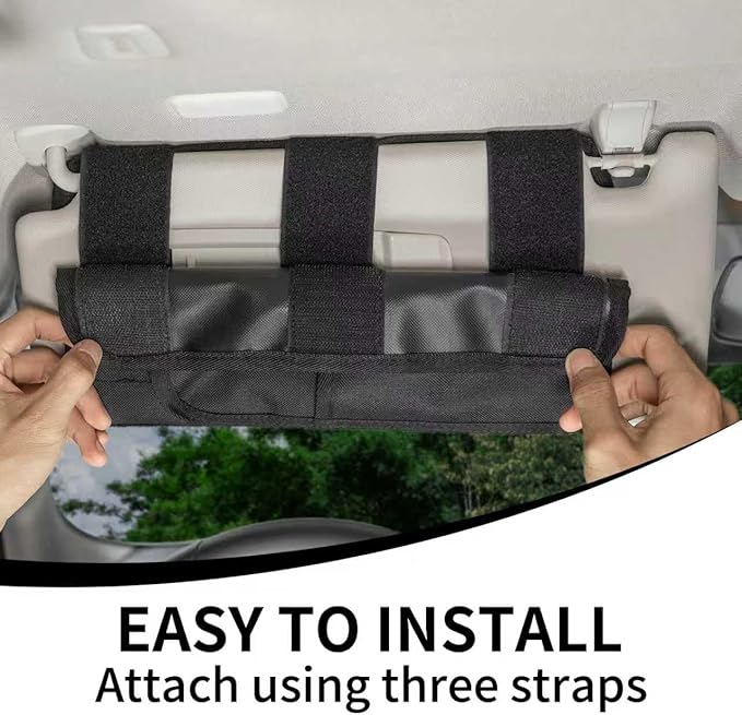 Car Sun Visor Organizer, Double Sided Visor Organzier with Card Pouch for Cars, Trucks, Vans, Multi-Functional Sunglass Holder, Tactical MOLLE Accessories, 2-Pack
