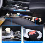 Supin Car Seat Gap Filler Set of 2, Multifunctional Seat Side Gap Filler with Organizer & Hook Function& 2 Storage for Stabilizing Phone,Keys Wallet, Fill The Gap Between Seat & Console (Beige)