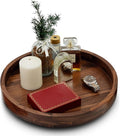 14 Inches Black Walnut Wood Lazy Susan Tray, Solid Wooden Round Kitchen Turntable Rotating Tray