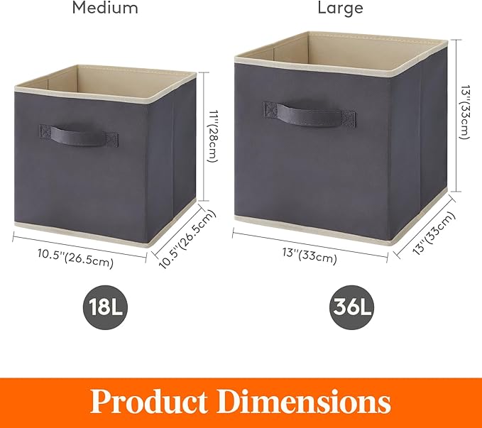 Lifewit Storage Cubes, Foldable Decorative Fabric Storage Baskets for Organizing Home Organizers with Handles for Shelves, Cl