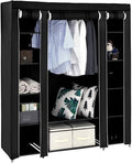 lapday 59 inches Portable Closet Wardrobe, Non-Woven Fabric Closet Storage Organizer with Hanging Rods &12 Storage Shelves, Q