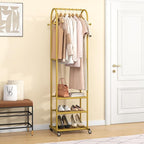 Kaitiemoo Heavy Duty Clothing Rack with Wheels,Modern Garment Rack with 3 Metal Shelves, 71.8Inches Display Rack for Hanging 