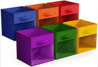 Sorbus 11 Inch Storage Bins with Clear Window - 6 Foldable Baskets for Organizing Clothes, Toys, Books - Sturdy Collapsible F