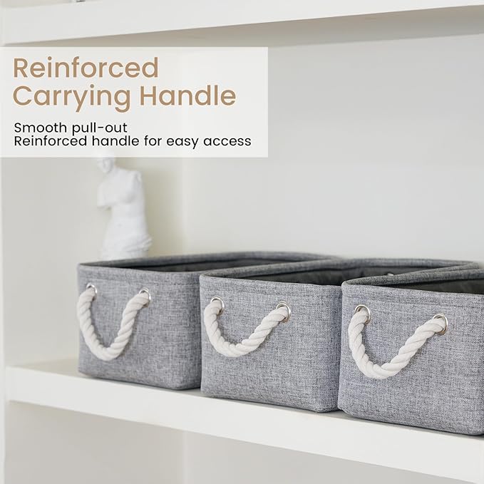 Storage Baskets for Shelves 11.8x7.9x5.2 Inch, Foldable Fabric Storage Bins with Handles, Small Storage Baskets for Organizin
