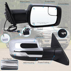 Right Passenger Side Mirror Compatible With 2019 2020 2021 2022 2023 2024 2025 2026 Ram 1500 With Power Folding Power Glass Heated Turn Signal Puddle Light Chrome Replace#68276500AH(8+2Pins)