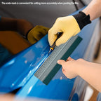 FOSHIO 10 Inch Felt Squeegee for Vinyl wtih Ruler 25CM 4 Round Corners Universal Card, Window Tint Film Installing Hard Silver PP Car Vinyl Wrap Scraper Tool