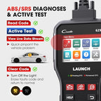 LAUNCH CR629 OBD2 Scanner ABS SRS Scan Tool with Active Test, 3 Service Oil/SAS/BMS Reset Tool, Full OBD2 Functions Car Code