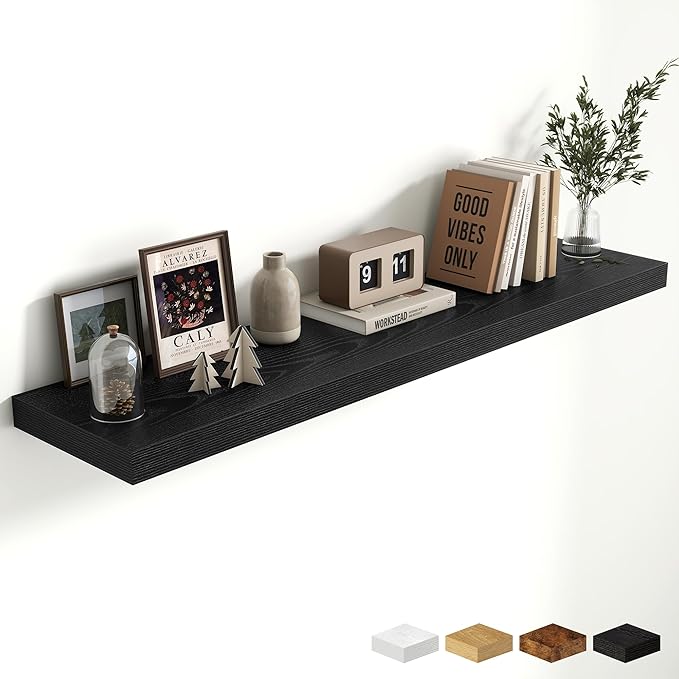 Fun Memories 10 Inch Deep Shelves, Floating Shelves for Wall 48 Inches Long, Wood Floating Shelves for Wall, Large Storage Sh