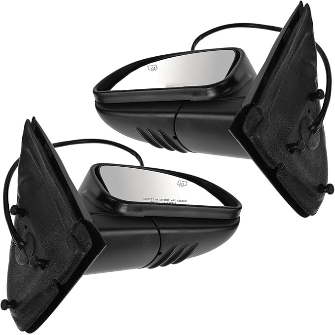 TRQ 2 Piece Driver and Passenger Side Mirror Assembly Set Electric Adjustment Heated No Memory Black Compatible with 2006-200