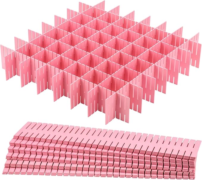 acDesign 40Pcs Grid Drawer Dividers, Adjustable Drawer Organizer for Socks, Underwear, Lingerie, Makeup, Bedroom Office Kitch