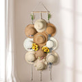Macrame Hat Hangers for Wall Wide Brimmed Hat Holder Storage 10 Clips Hat Rack Organizer for Wall Display Boho Decor for Fedo