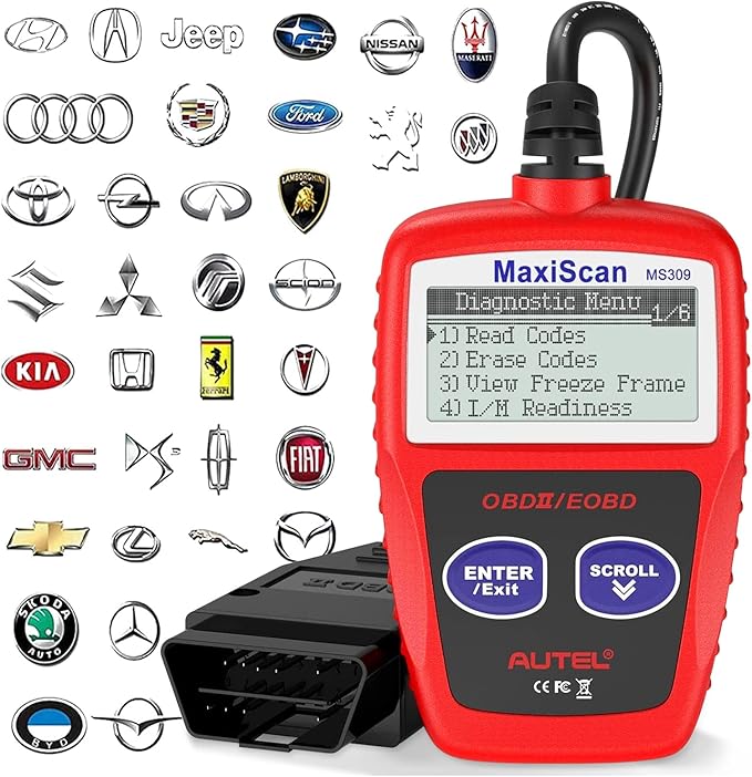 Autel OBD2 Scanner MS309 Universal Car Engine Fault Code Reader, Check Engine Light and Emission Monitor Status, OBDII CAN