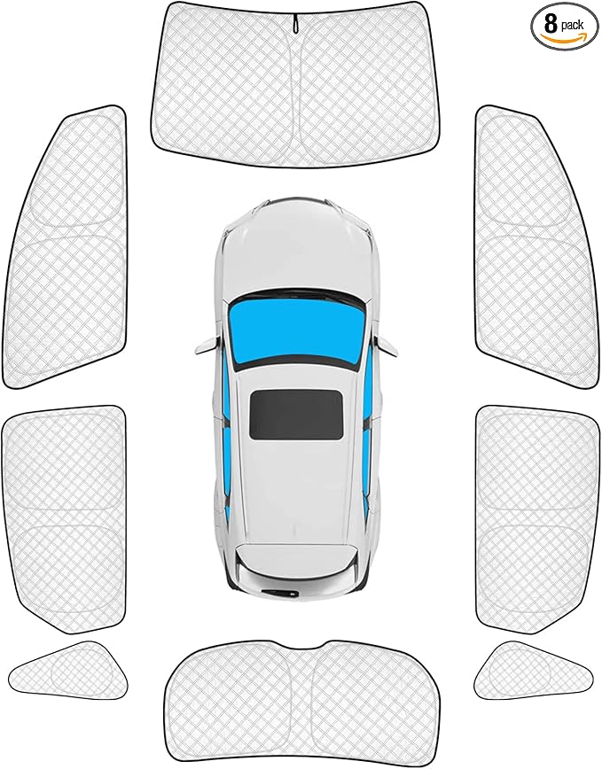KMF 8pcs Thicken Sun Shades for Lexus NX 2015-2021 Accessories, Custom Fit Windshield Sunshade Full Car Window Covers for Side Rear, UV Block and Privacy Blackout for Camping