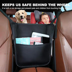 Car Purse Holder Between Front Seats PU Leather Bag Holder Above Armrest Box Child Barrier Front Seat Snack Organizer Bag Storage Auto Interior Accessories(Medium Size)