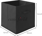 Casafield Set of 6 Collapsible Fabric Cube Storage Bins, Black - 13" Foldable Cloth Baskets for Shelves, Cubby Organizers & M