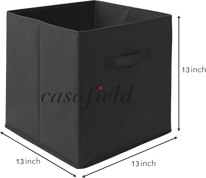 Casafield Set of 6 Collapsible Fabric Cube Storage Bins, Black - 13" Foldable Cloth Baskets for Shelves, Cubby Organizers & M