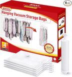 Hanging Vacuum Storage Bags For Clothes With Hand Pump,Coat Storage Bag Hanging,Vacuum Bags For Clothes,Space Saver Vacuum St