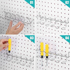 Coume 6 Pcs Pegboard Screwdriver Holders Organizer Pegboard Plier Holders Stainless Steel Peg Board Tool Utility Hooks Access