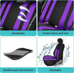 FH Group Car Seat Cover Full Set Striking Striped Car Seat Covers with Front Seat Covers and Rear Split Bench, Universal Fit 