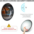 Convex Traffic Mirror - 24'' Outdoor and Indoor Driveway & Security Parabolic Safety Mirrors, Acrylic Convex Mirror for Garage, Retail Stores, Warehouses, Office and High-Traffic Areas