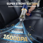 Car Handheld Vacuum Cordless: Car Vacuum Cleaner with 16000Pa Ultra-Strong Suction, Brushless Motor & HEPA Filter - Lightweig