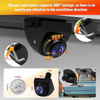 AHD 1080P Universal Backup Camera - 360° Rotatable Lens & Parking Sensor,IP69K Waterproof with Night Vision & 170° Wide View 