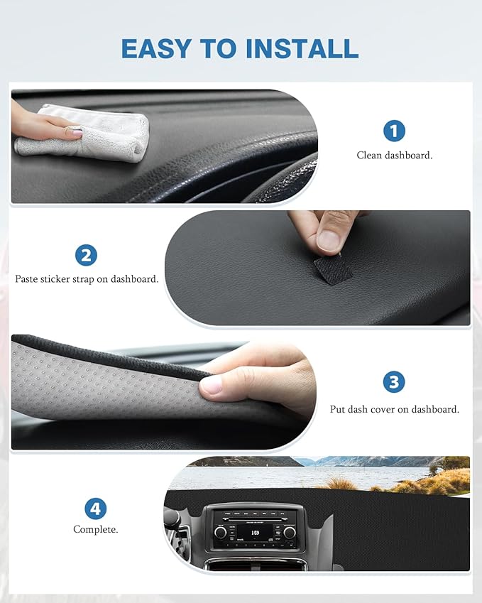 FIILINES Dash Cover for Dodge Grand Caravan 2011-2020, Chrysler Town Country 2011-2016 Dashboard Mat Cover Accessories Dash M