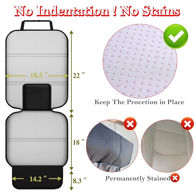 Meolsaek Car Seat Protector for Child Car Seat, Durable 600D Fabric Waterproof Car Seat Cover with Thick Pad Non-Slip Backing