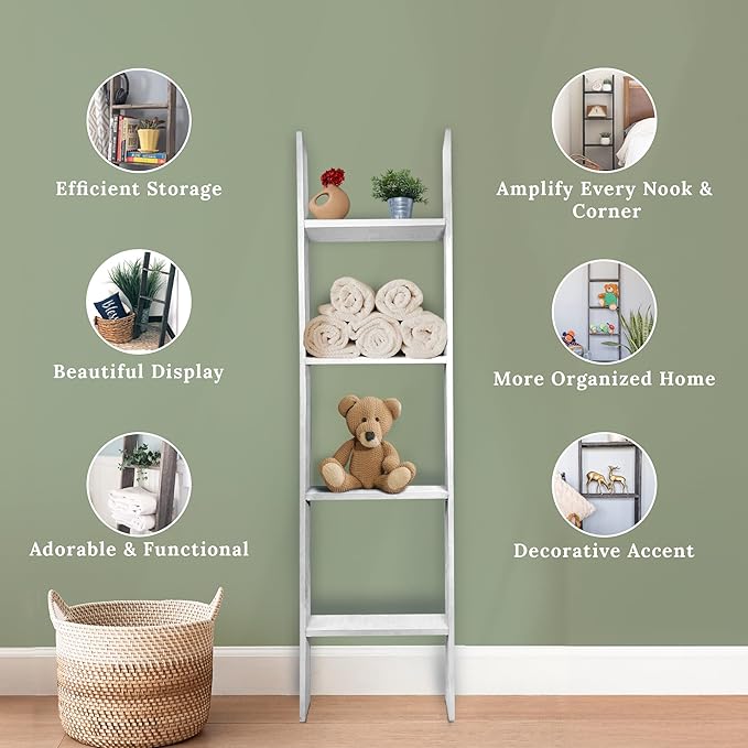 BARNWOODUSA Throw Blanket Ladder – Fully Assembled Reclaimed Wood – Rustic Decorative Ladder for Towels, Quilts, & More – Per