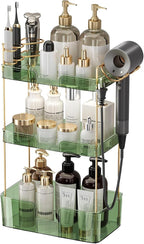 Aveniee Bathroom Counter Organizer,3 Tier Skincare Perfume Countertop Storage with Hair Dryer Rack and Toothbrush Holder, Cos