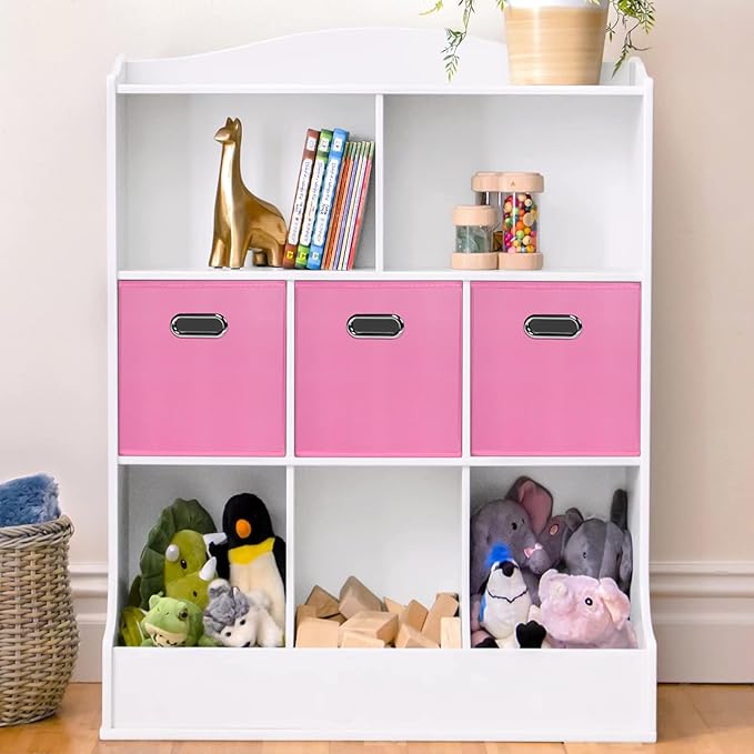 Black Fabric Cubby Storage Bins,13x13x13 Inches ,Cube Organizer Bin Foldable Storage Boxes with Dual Handles Fabric Organizer