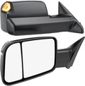 Power Heated Tow Mirrors Compatible with 2019-2024 Dodge Ram 1500 Only (Not fit Classic), Manual Flip & Fold Tow Side Mirrors w/Blind Spot Detection, Turn Signal, Puddle Light, Temp Sensor