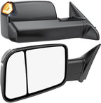 Power Heated Tow Mirrors Compatible with 2019-2024 Dodge Ram 1500 Only (Not fit Classic), Manual Flip & Fold Tow Side Mirrors w/Blind Spot Detection, Turn Signal, Puddle Light, Temp Sensor