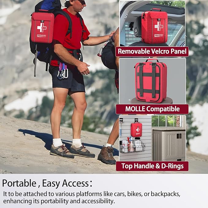 Upgrade - Comprehensive First Aid Kit with Labelled Compartments, Molle System Emergency Kits for Car,Home,Hiking, Backpackin