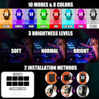 Upgraded Wireless LED Lights for Car, Rechargeable Interior Car Lights with 8 Colors Brightness Adjustable, 12H Battery Life, Remote Control, Mini Strobe Lights for Vehicle Motorcycle Bike Decor