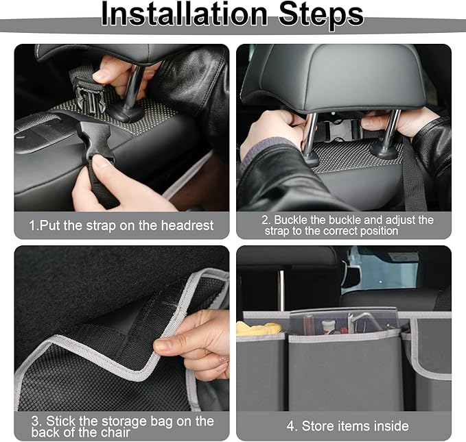 UYYE Trunk Hanging Organizer, Backseat Storage Bag, Collapsible Car Interior Accessories with 4 Pockets & 2 Mesh Pouches for