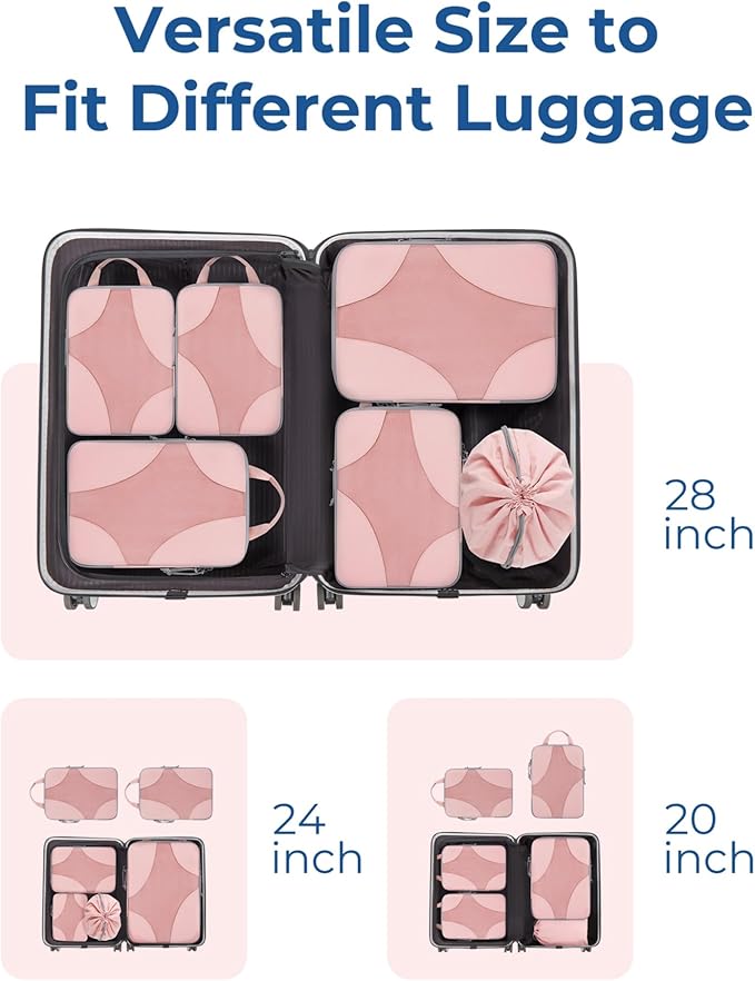 BAGSMART Compression Packing Cubes for Travel, Compressible Luggage Organizer for Cruise Ship, Lightweight Travel Essentials 