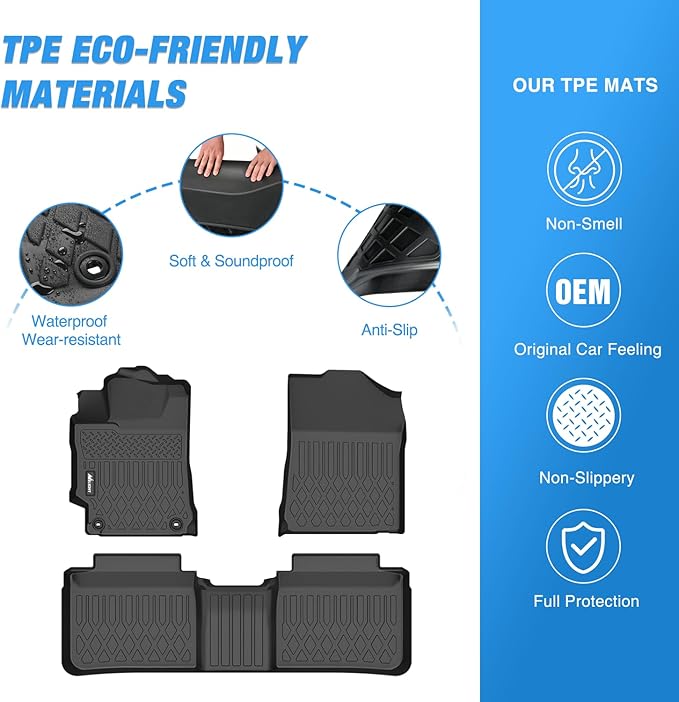 Nilight TPE Floor Mats for Toyota Camry 2015 2016 2017, All Weather Custom Fit Heavy Duty Floor Liners