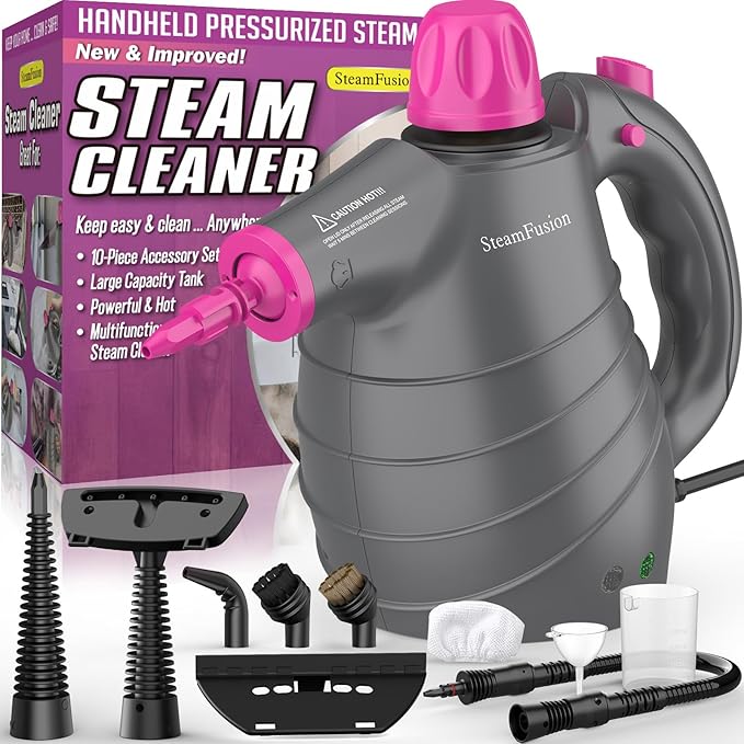 Pressurized Handheld Steam Cleaner with 10pcs Accessories&Safety Lock, Multi-Purpose Natural Deep Cleaning Steamer, Multi-Sur
