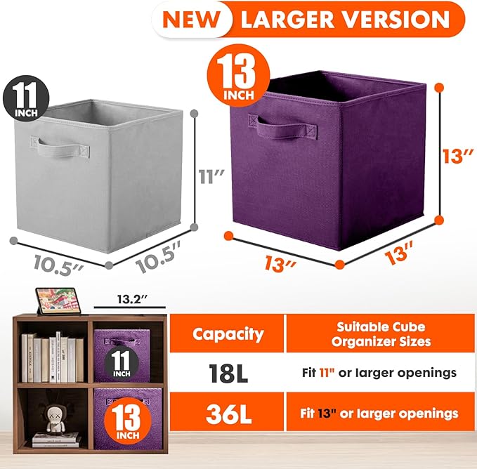 ShellKingdom Storage Bins, Foldable Fabric Storage Cubes And Cloth Storage Organizer Drawer For Closet And Toys Storage, 13 X