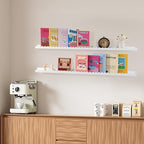 NEXHOME RPO Pine Wood Floating Shelves for Wall, 2-Pack 48 Inch Kids Nursery Book Shelves, Multi-Scene Wall Decor Solid Stora