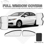 KMF 6pcs Thicken Sun Shades for Honda Civic Sedan 2012-2015 Accessories, Windshield Sunshade Full Car Window Covers for Side Rear, UV Block and Blackout Privacy for Camping Outdoor