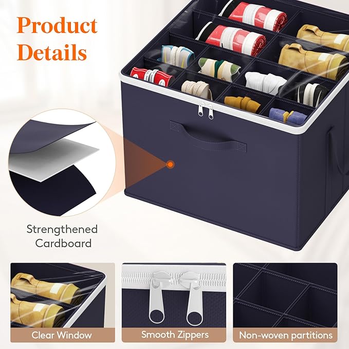 Lifewit 6 Pack Shoe Storage Organizer for Closet, Large Shoe Box Storage Containers with Clear Cover, Foldable Storage Bins F