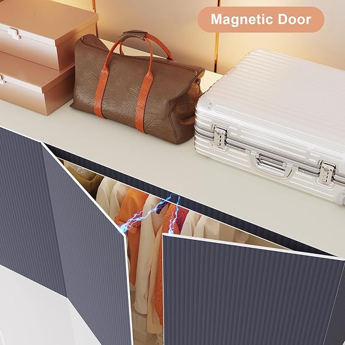 Heavy Duty Clothing Rack with Oxford Fabric Cover, Portable Closet Wardrobe with Hanging Rods, Freestanding Wardrobe, Metal C