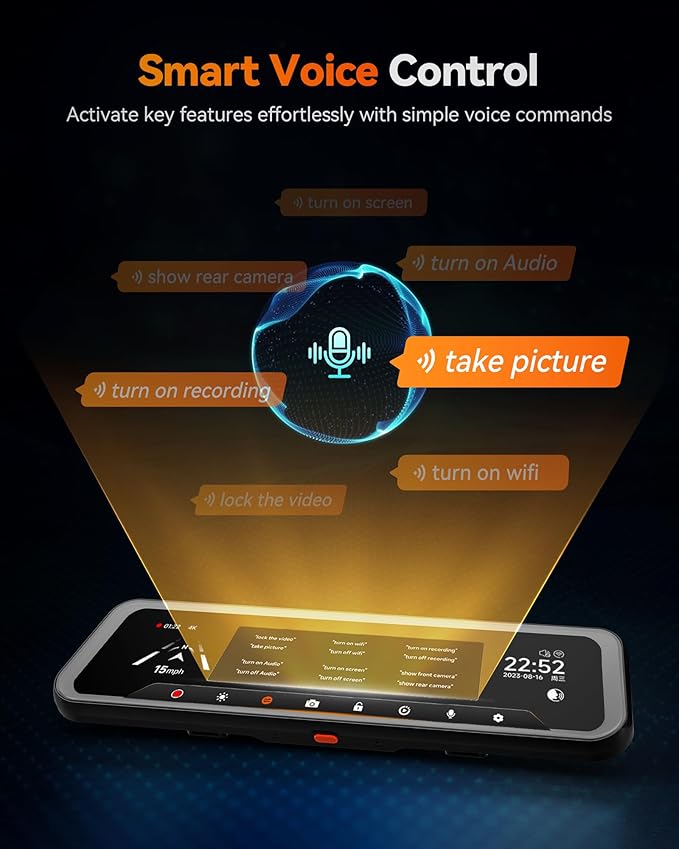 WOLFBOX G900 Tripro Cabin Version 3 Channel 4K Rear View Mirror Camera,8MP STARVIS IMX678 Night Vision,4K+1080P+2.5K Front In